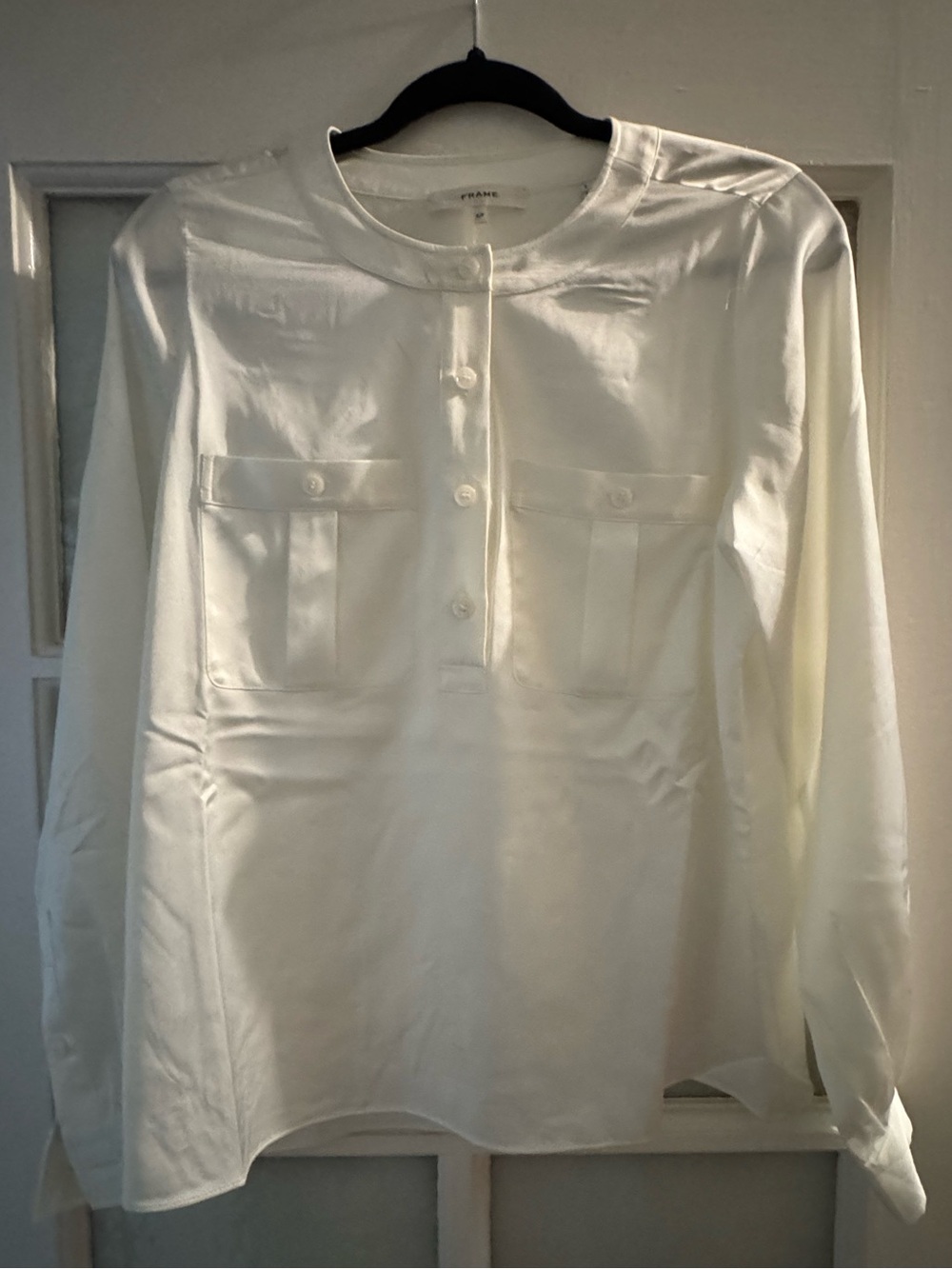 NEW FRAME The Henley Crewneck Top in Cream - Picture 4 of 8